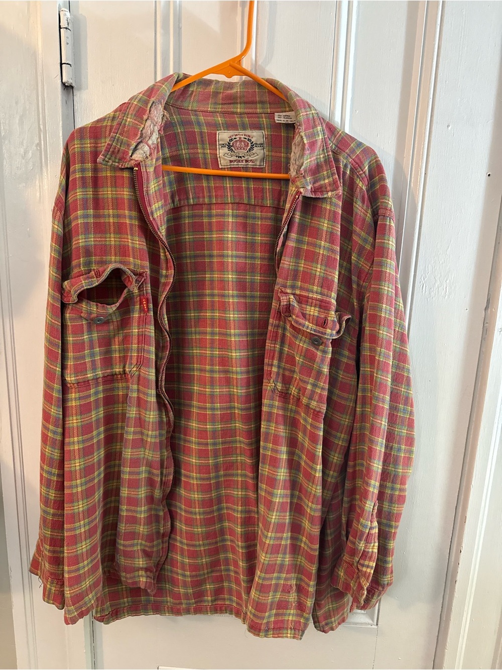 Vintage Bugle Boy Women’s XL Plaid Zip Up Flannel - Red & Green